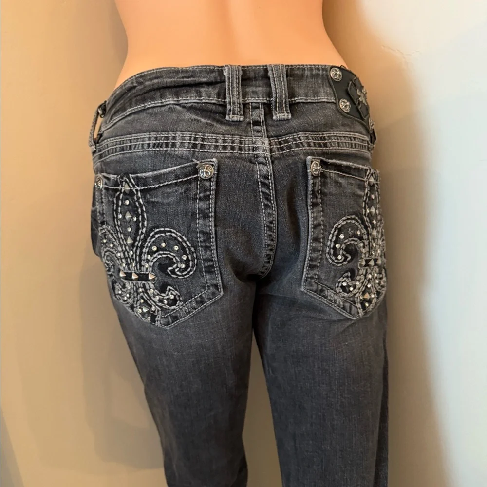 Miss Me Embellished Classic Dark Grey/Black Women's Jeans - Picture 9 of 13